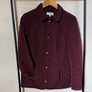 Talbots Quilted Utility Jacket in Deep Burgundy